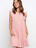Cute Plaid Ruffled Mini Dress Sleeveless