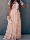 Fill Your Heart Lace Maxi Dress Short Sleeve