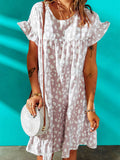 Leopard Ruffled Sleeve Shift Mini Dress