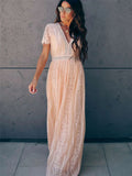 Fill Your Heart Lace Maxi Dress Short Sleeve