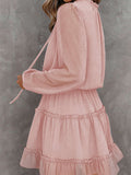Swiss Dot Bubble Sleeve Ruffle Mini Dress