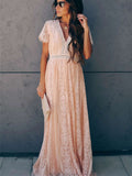 Fill Your Heart Lace Maxi Dress Short Sleeve