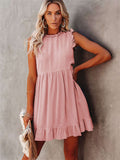 Pocketed Ruffle Babydoll Short Mini Dress