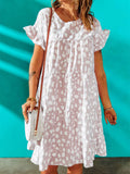 Leopard Ruffled Sleeve Shift Mini Dress