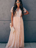 Fill Your Heart Lace Maxi Dress Short Sleeve