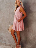 Pocketed Ruffle Babydoll Short Mini Dress