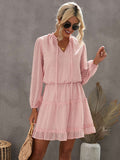 Swiss Dot Bubble Sleeve Ruffle Mini Dress
