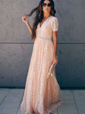 Fill Your Heart Lace Maxi Dress Short Sleeve