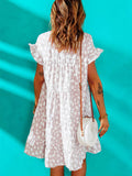 Leopard Ruffled Sleeve Shift Mini Dress