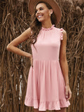 Pocketed Ruffle Babydoll Short Mini Dress