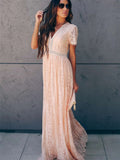 Fill Your Heart Lace Maxi Dress Short Sleeve