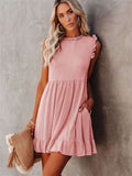 Pocketed Ruffle Babydoll Short Mini Dress