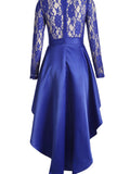 Long Sleeve Lace High Low Satin Party Evening Dress Prom Dress