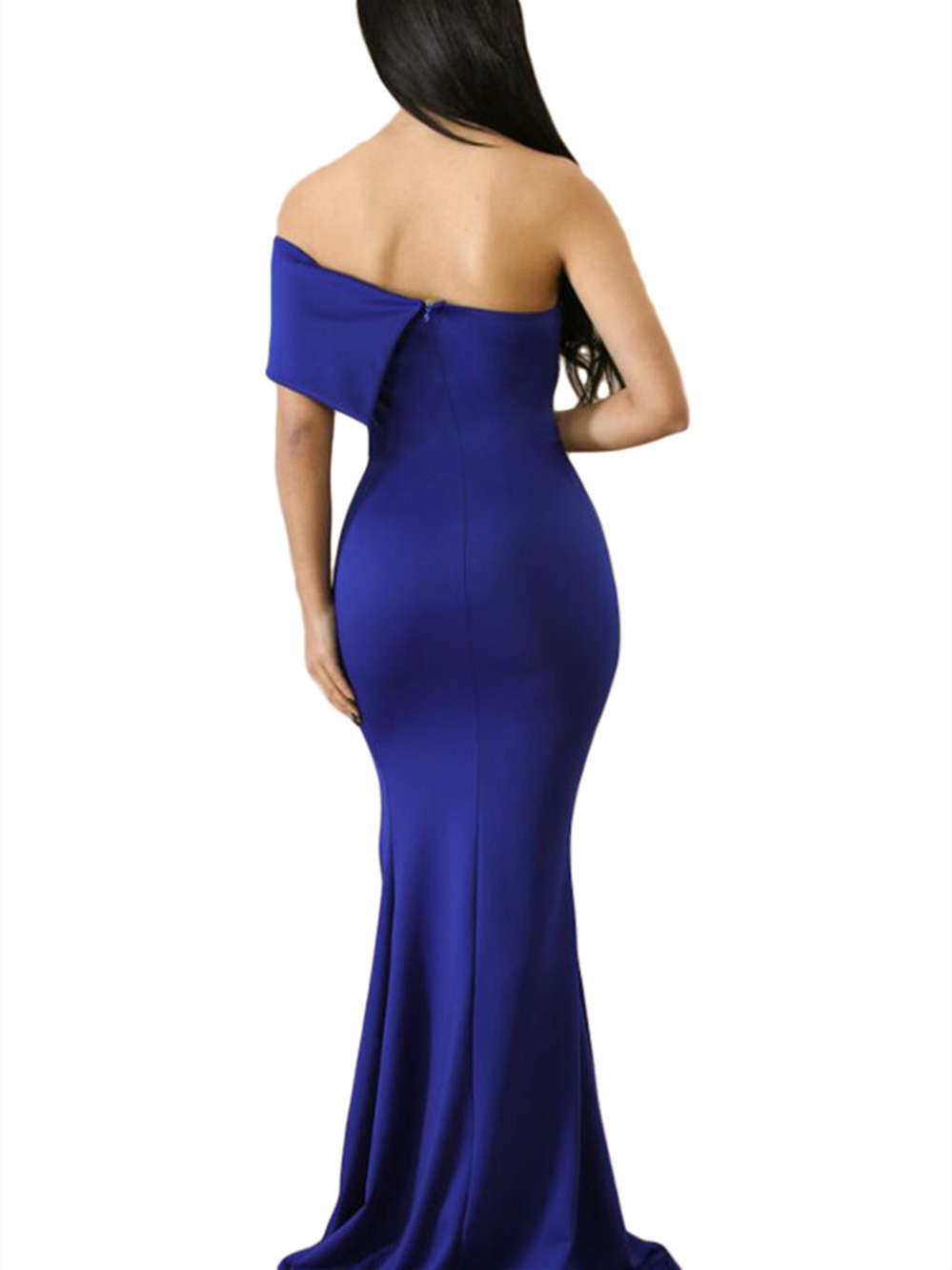 Sexy Off The Shoulder One Sleeve Slit Maxi Prom Dress