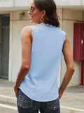 Sleeveless Eyelash Lace V Neck Tank Top