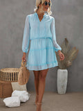 Swiss Dot Bubble Sleeve Ruffle Mini Dress