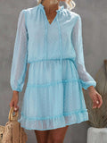 Swiss Dot Bubble Sleeve Ruffle Mini Dress
