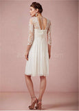 Amazing Chiffon Lace A-line Short Wedding Dress with Sleeves