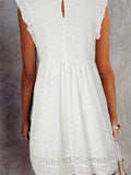 V Neck Ruffled Sleeves Perforating Babydoll Dress