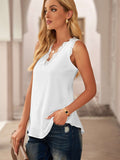 Sleeveless Eyelash Lace V Neck Tank Top