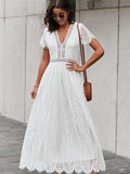 Fill Your Heart Lace Maxi Dress Short Sleeve
