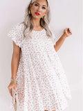 Leopard Ruffled Sleeve Shift Mini Dress