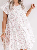 Leopard Ruffled Sleeve Shift Mini Dress