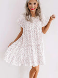 Leopard Ruffled Sleeve Shift Mini Dress