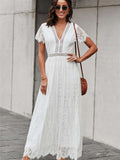 Fill Your Heart Lace Maxi Dress Short Sleeve