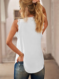 Sleeveless Eyelash Lace V Neck Tank Top