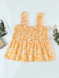 Sexy Ruffles Floral Smock Tank Top Sleeveless